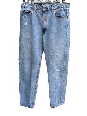 Vintage 90's Levis 505 Jeans Mens 36 x 32 Orange Tab Distressed Blue Denim